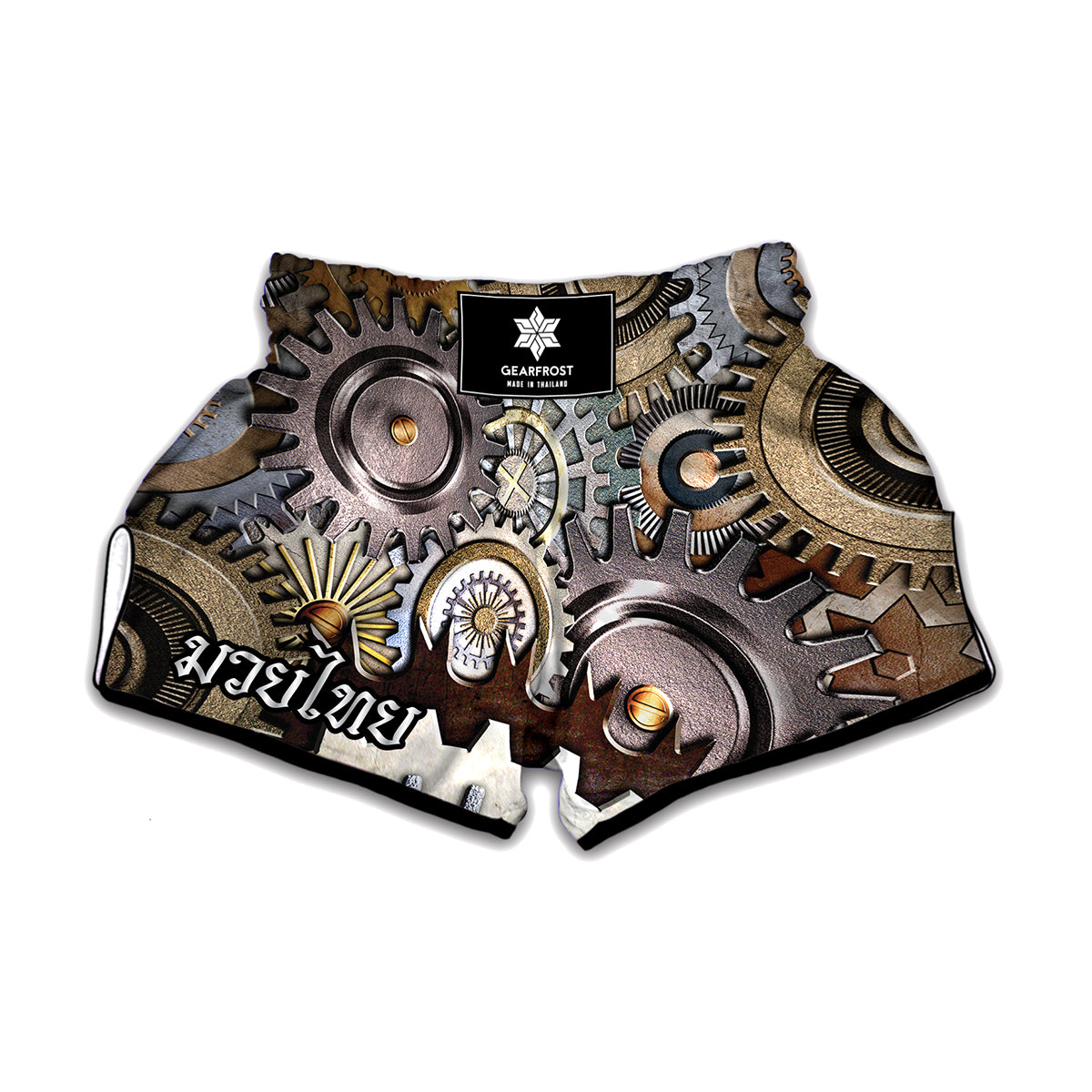 Steampunk Gears And Cogs Print Muay Thai Boxing Shorts