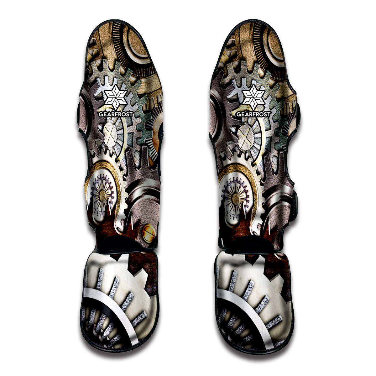 Steampunk Gears And Cogs Print Muay Thai Shin Guards