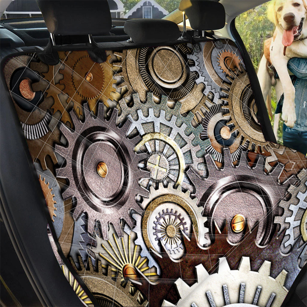 Steampunk Gears And Cogs Print Pet Car Back Seat Cover