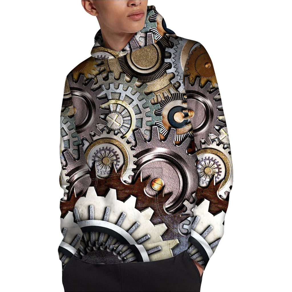 Steampunk Gears And Cogs Print Pullover Hoodie