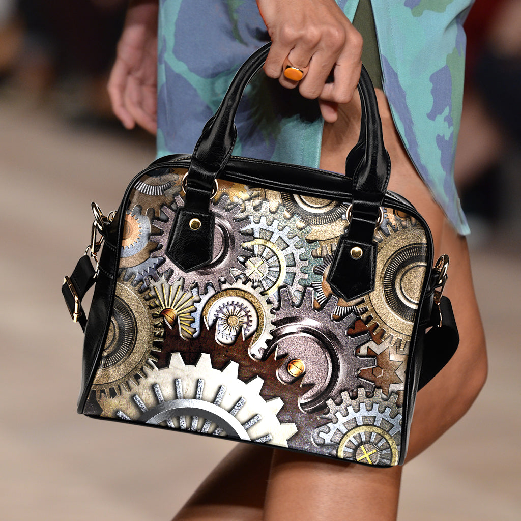 Steampunk Gears And Cogs Print Shoulder Handbag