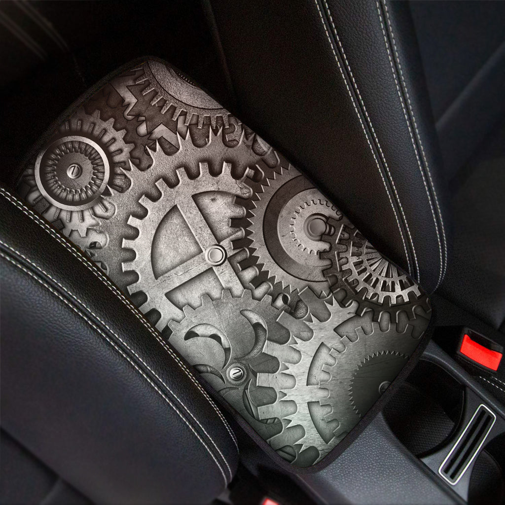 Steampunk Metal Gears Print Car Center Console Cover