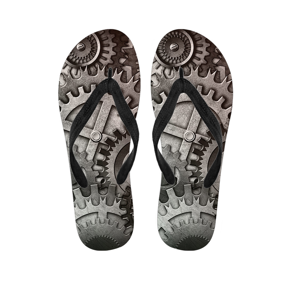 Steampunk Metal Gears Print Flip Flops