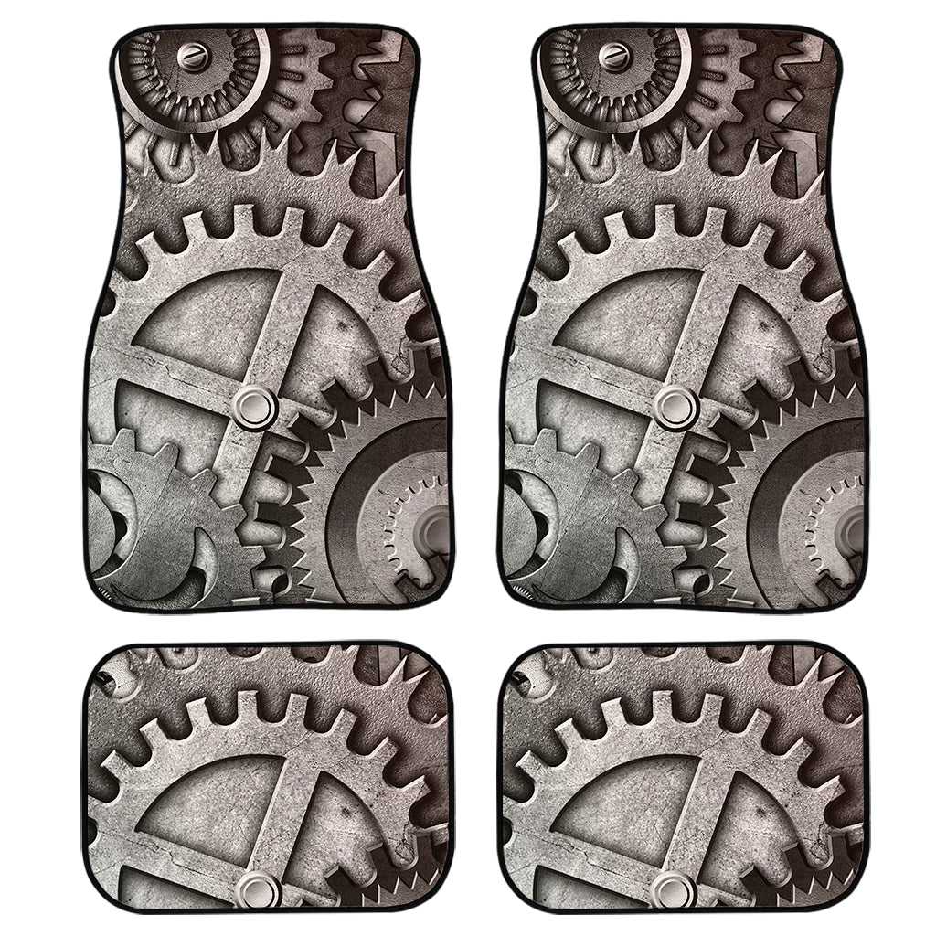 Steampunk Metal Gears Print Front and Back Car Floor Mats