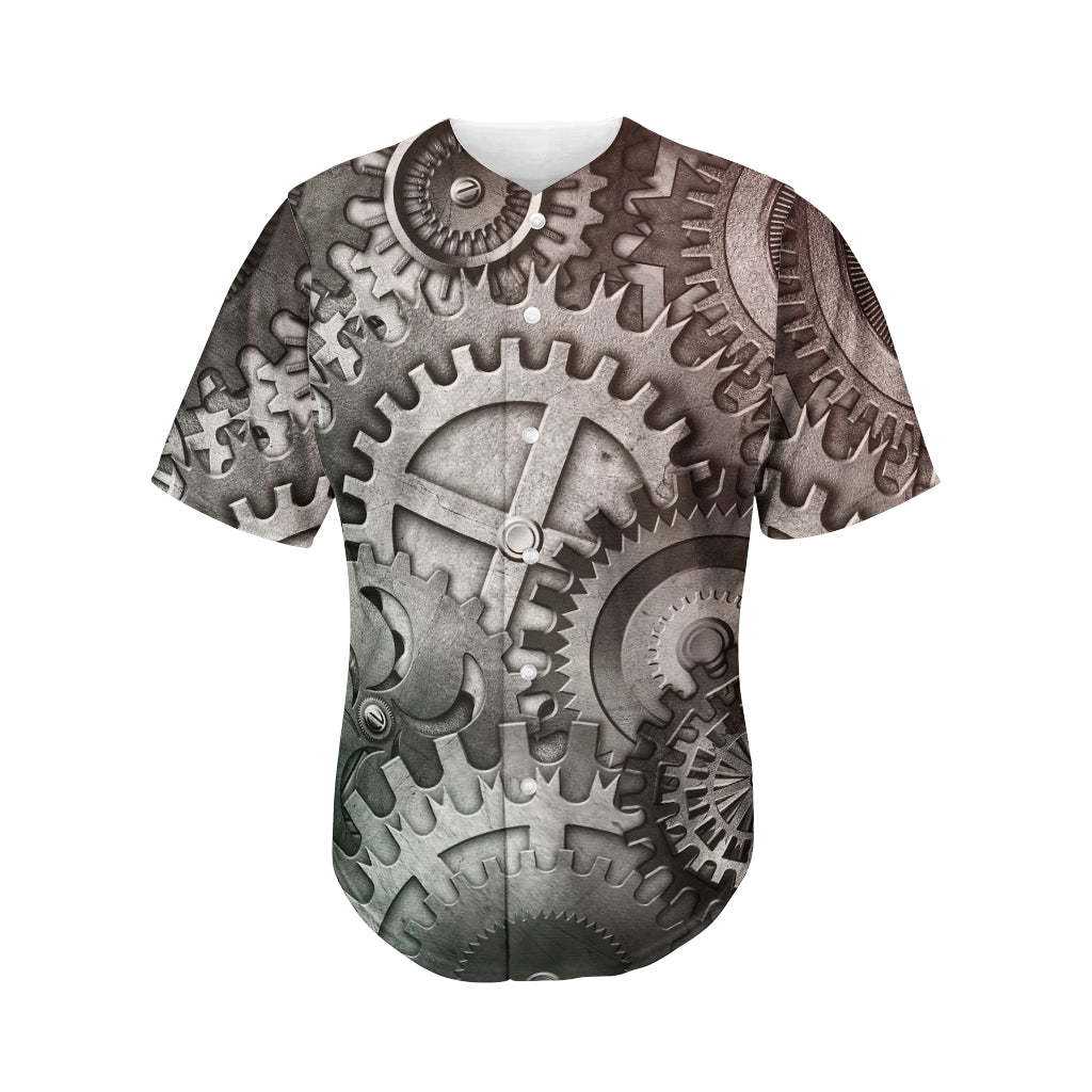 Steampunk Metal Gears Print Men's Baseball Jersey