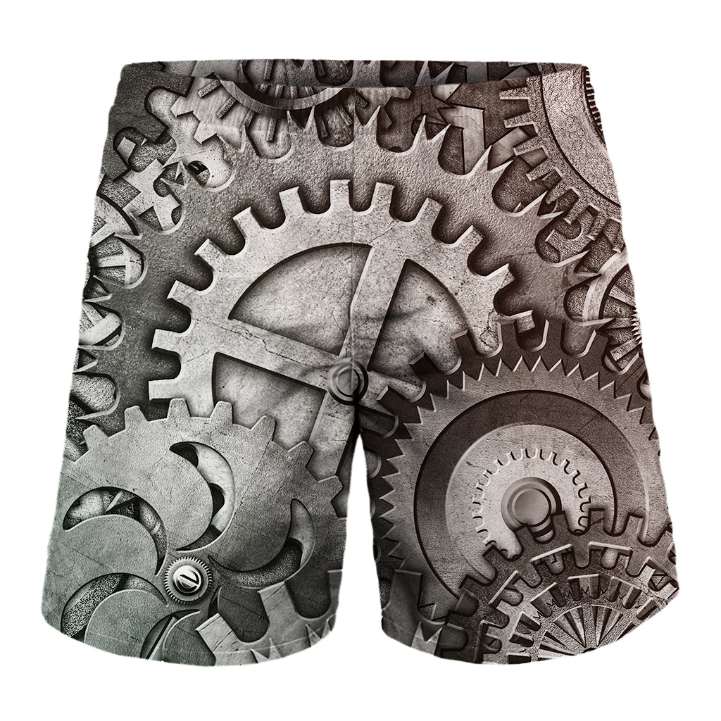 Steampunk Metal Gears Print Men's Shorts