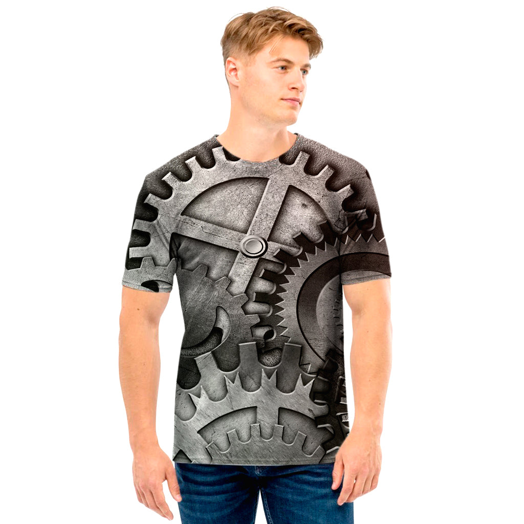 Steampunk Metal Gears Print Men's T-Shirt