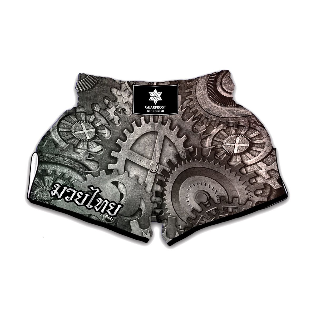 Steampunk Metal Gears Print Muay Thai Boxing Shorts