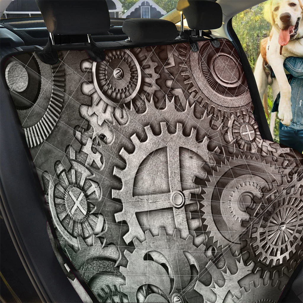 Steampunk Metal Gears Print Pet Car Back Seat Cover