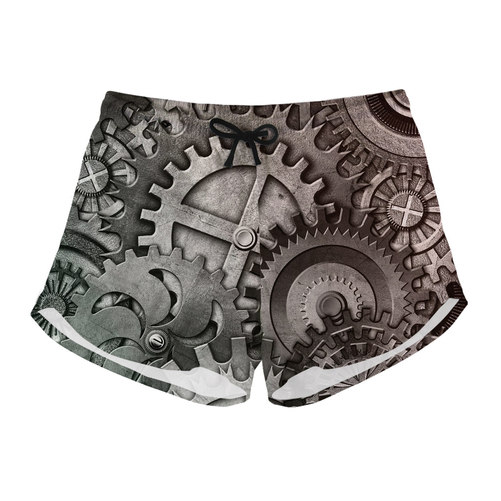 Steampunk Metal Gears Print Women's Shorts