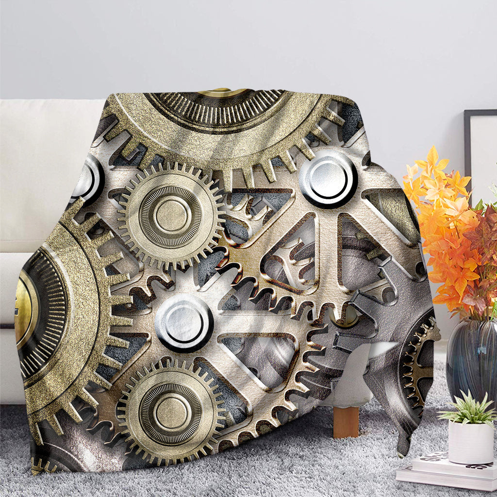 Steampunk Metallic Gears Print Blanket