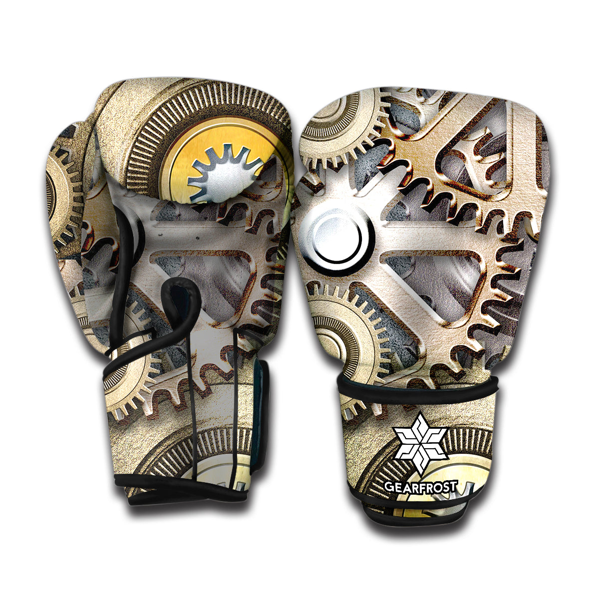 Steampunk Metallic Gears Print Boxing Gloves