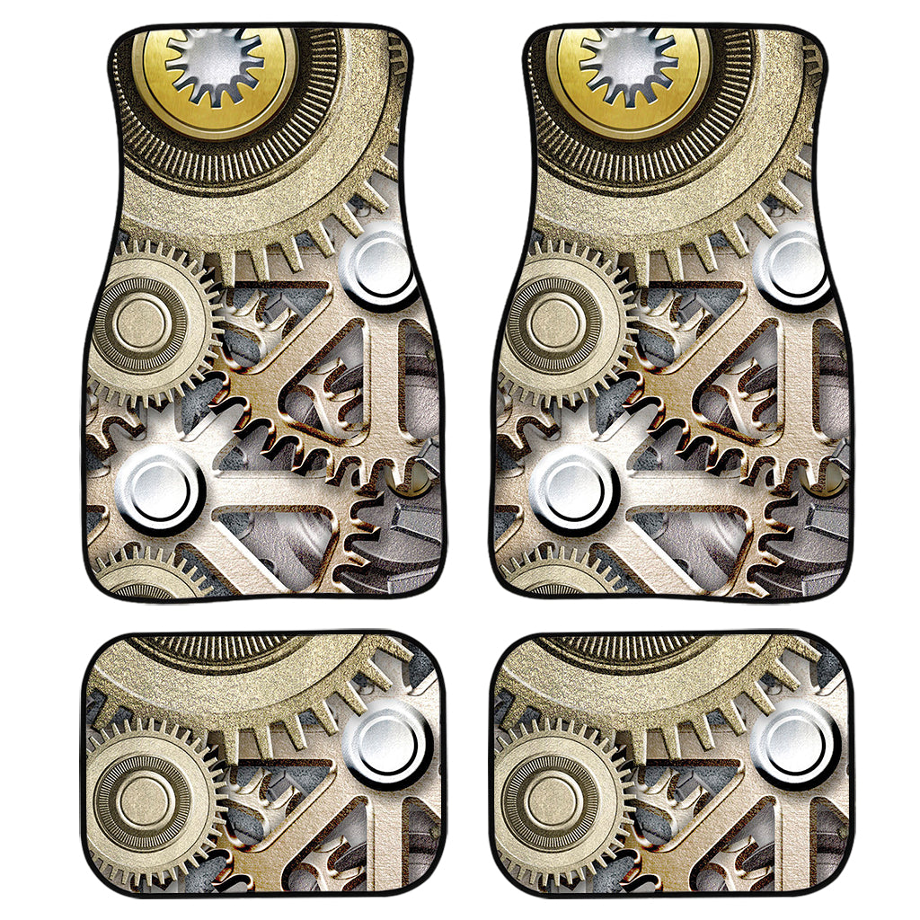 Steampunk Metallic Gears Print Front and Back Car Floor Mats