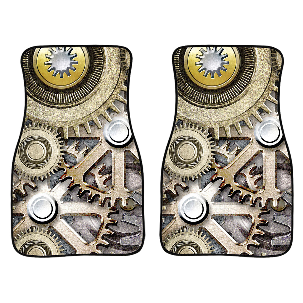 Steampunk Metallic Gears Print Front Car Floor Mats