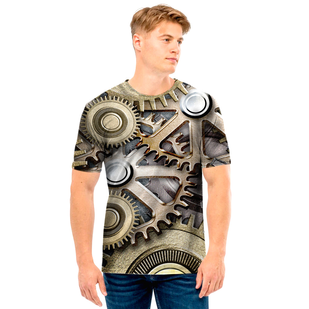 Steampunk Metallic Gears Print Men's T-Shirt