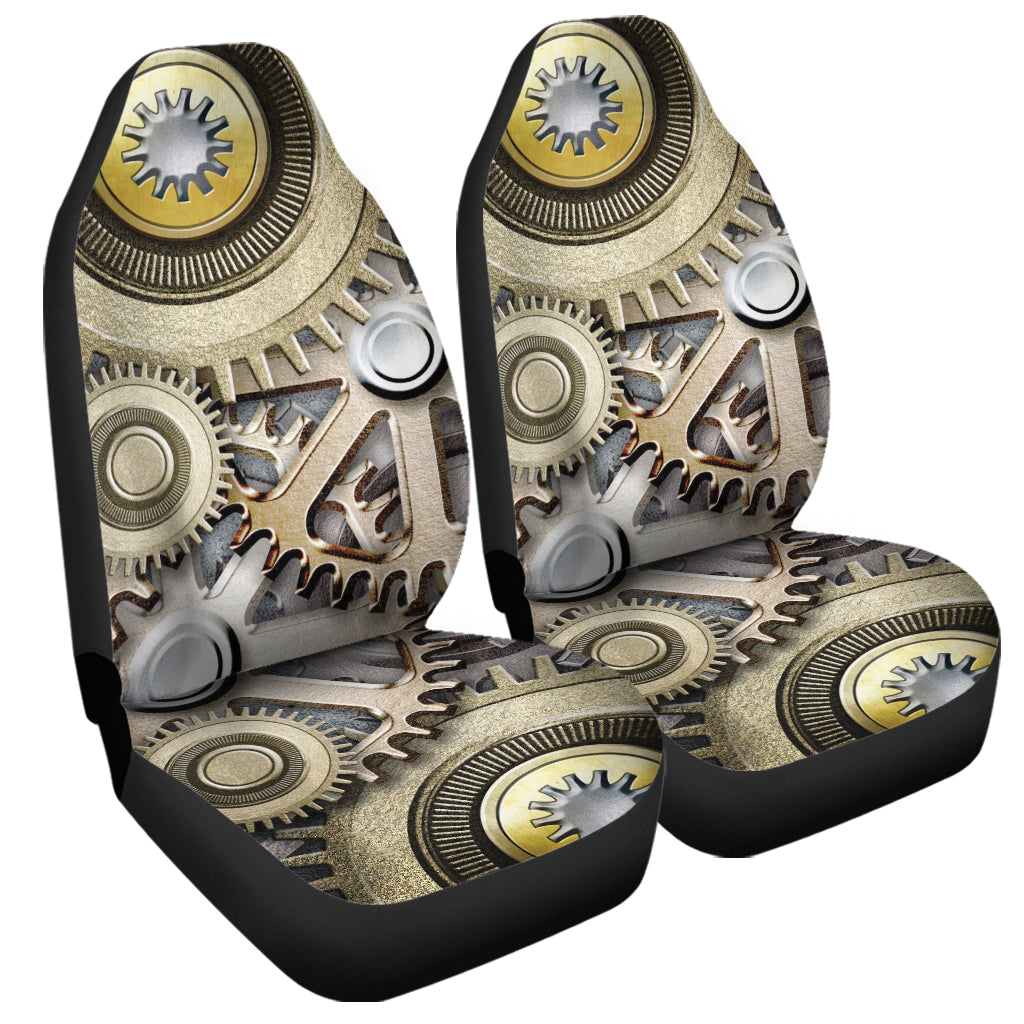 Steampunk Metallic Gears Print Universal Fit Car Seat Covers