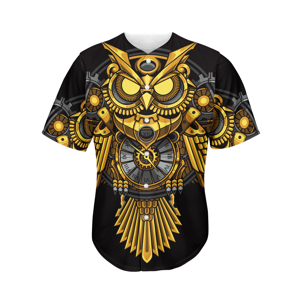 Steampunk Owl Print Men's Baseball Jersey