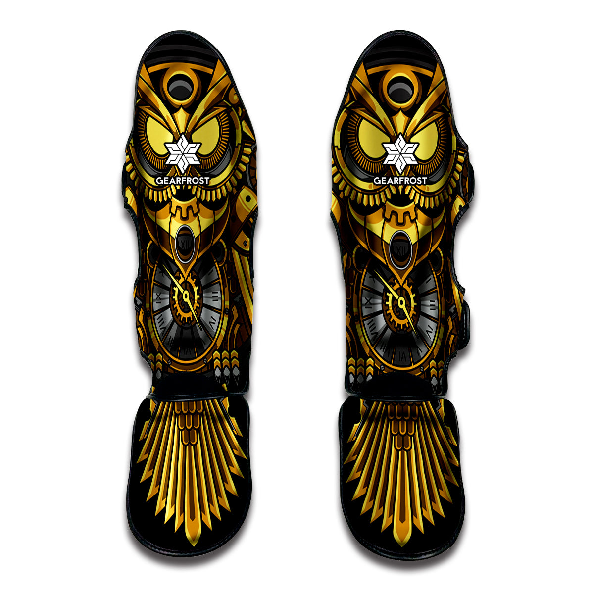 Steampunk Owl Print Muay Thai Shin Guards