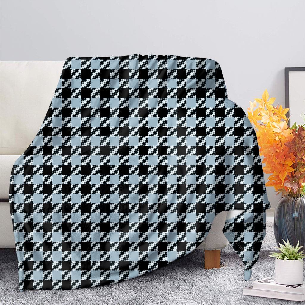 Steel Blue And Black Buffalo Check Print Blanket