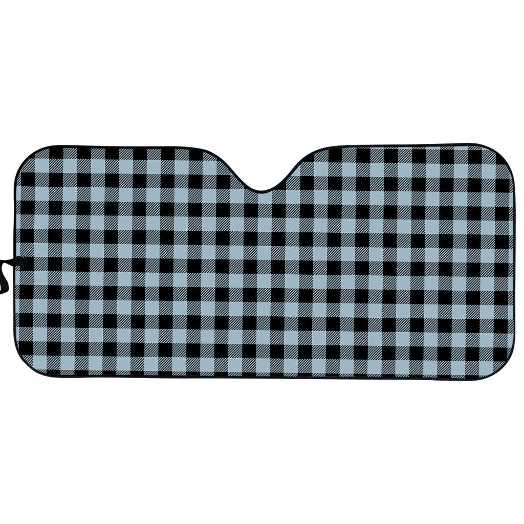 Steel Blue And Black Buffalo Check Print Car Sun Shade