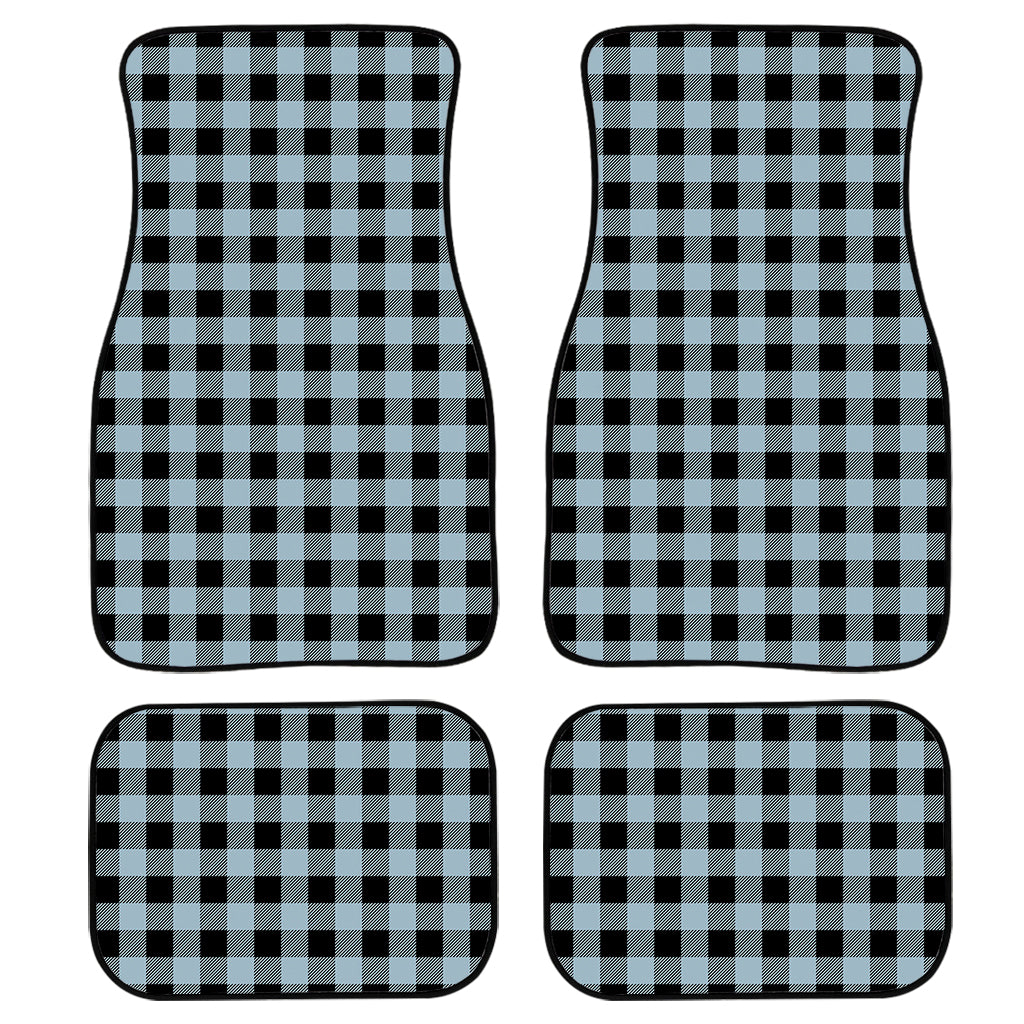 Steel Blue And Black Buffalo Check Print Front and Back Car Floor Mats