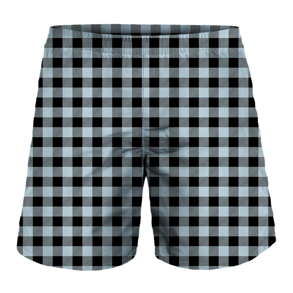 Steel Blue And Black Buffalo Check Print Men's Shorts