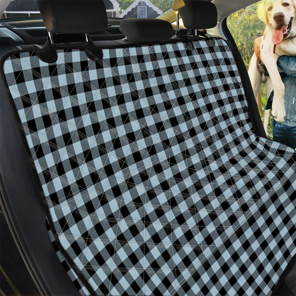 Steel Blue And Black Buffalo Check Print Pet Car Back Seat Cover