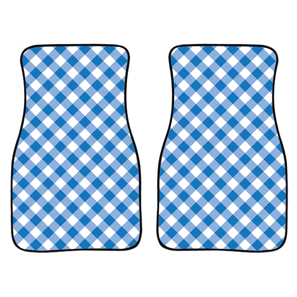 Steel Blue And White Gingham Print Front Car Floor Mats