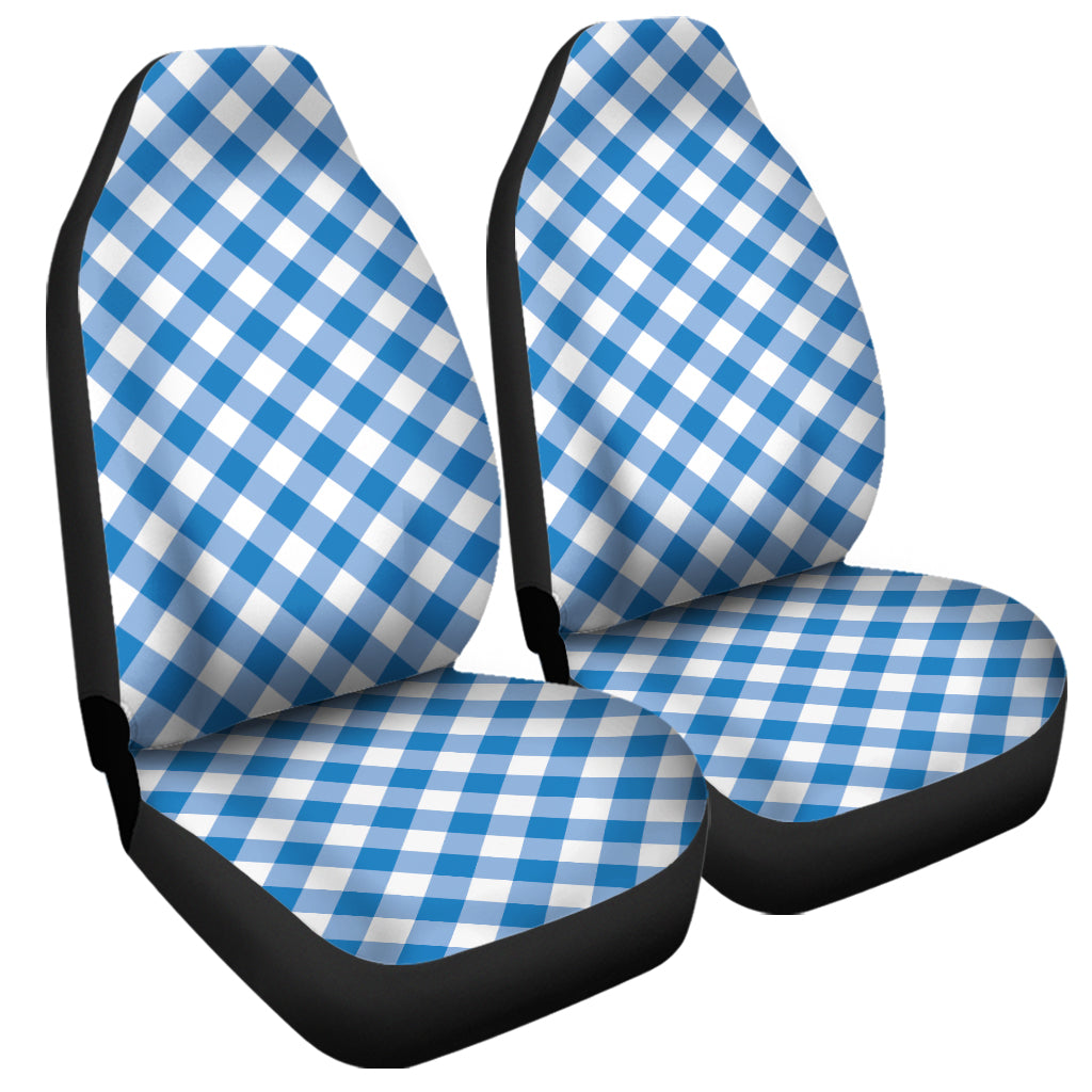 Steel Blue And White Gingham Print Universal Fit Car Seat Covers