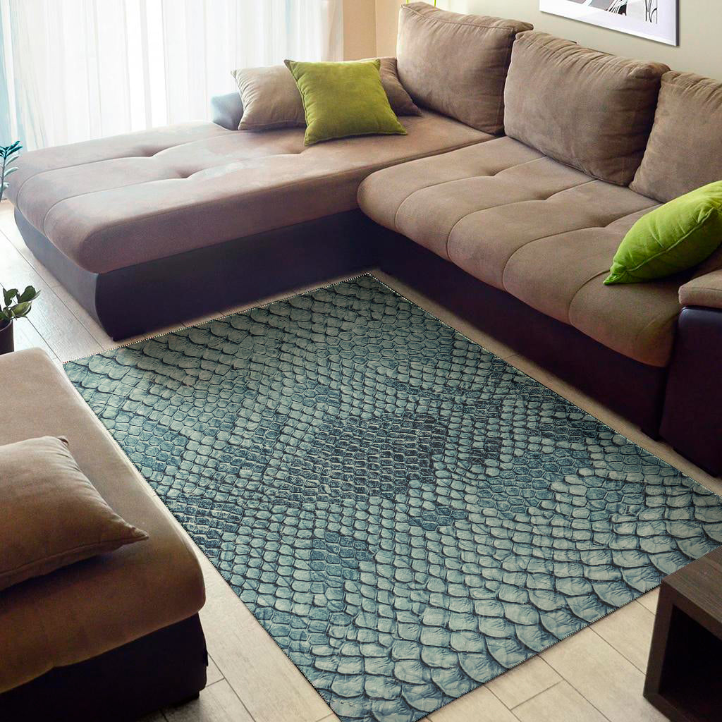 Steel Blue Snakeskin Print Area Rug