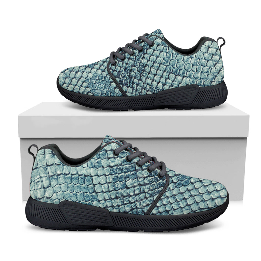 Steel Blue Snakeskin Print Black Athletic Shoes