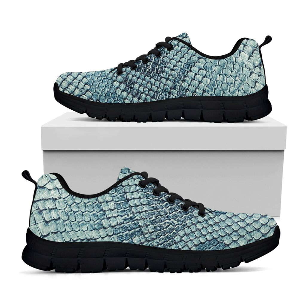 Steel Blue Snakeskin Print Black Sneakers