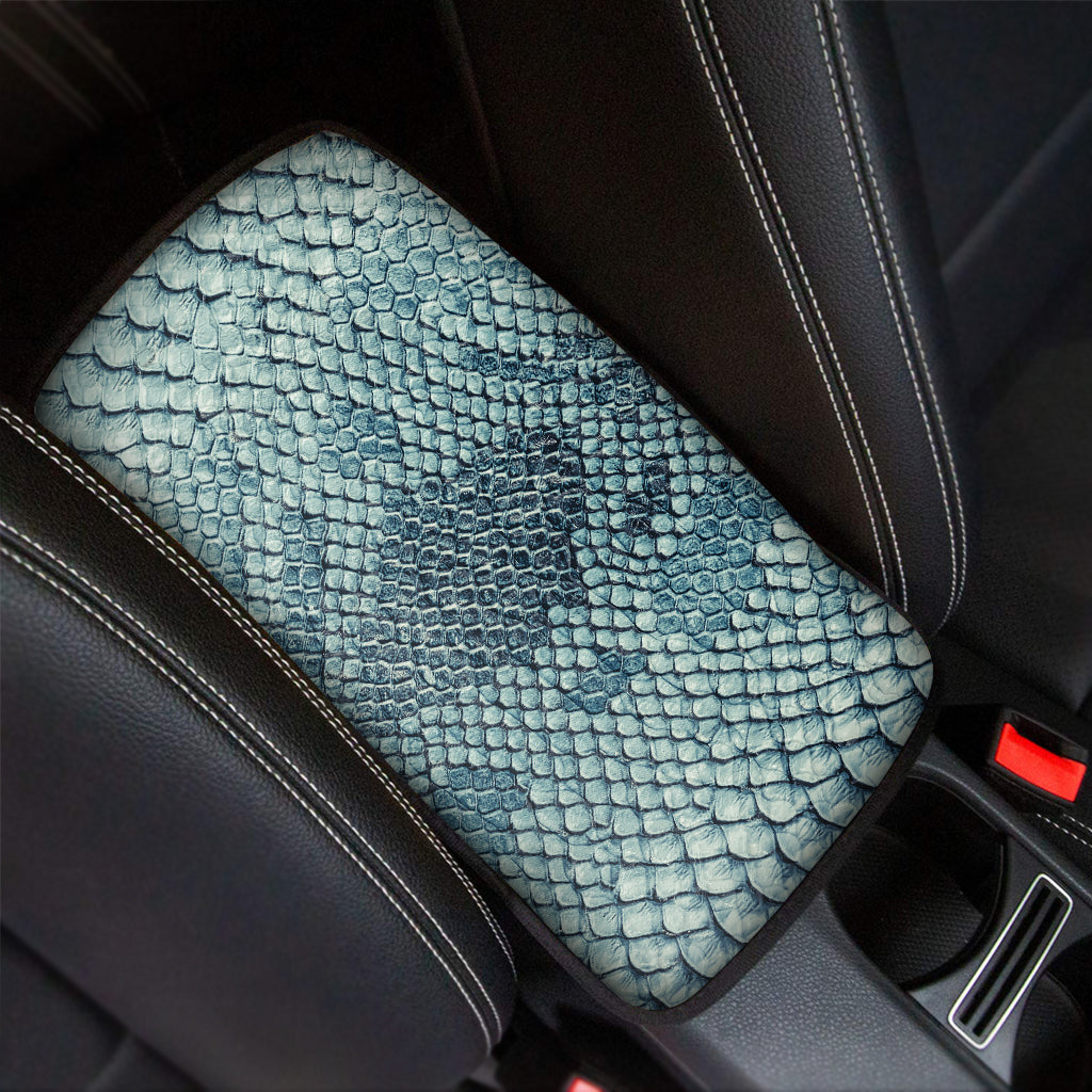 Steel Blue Snakeskin Print Car Center Console Cover