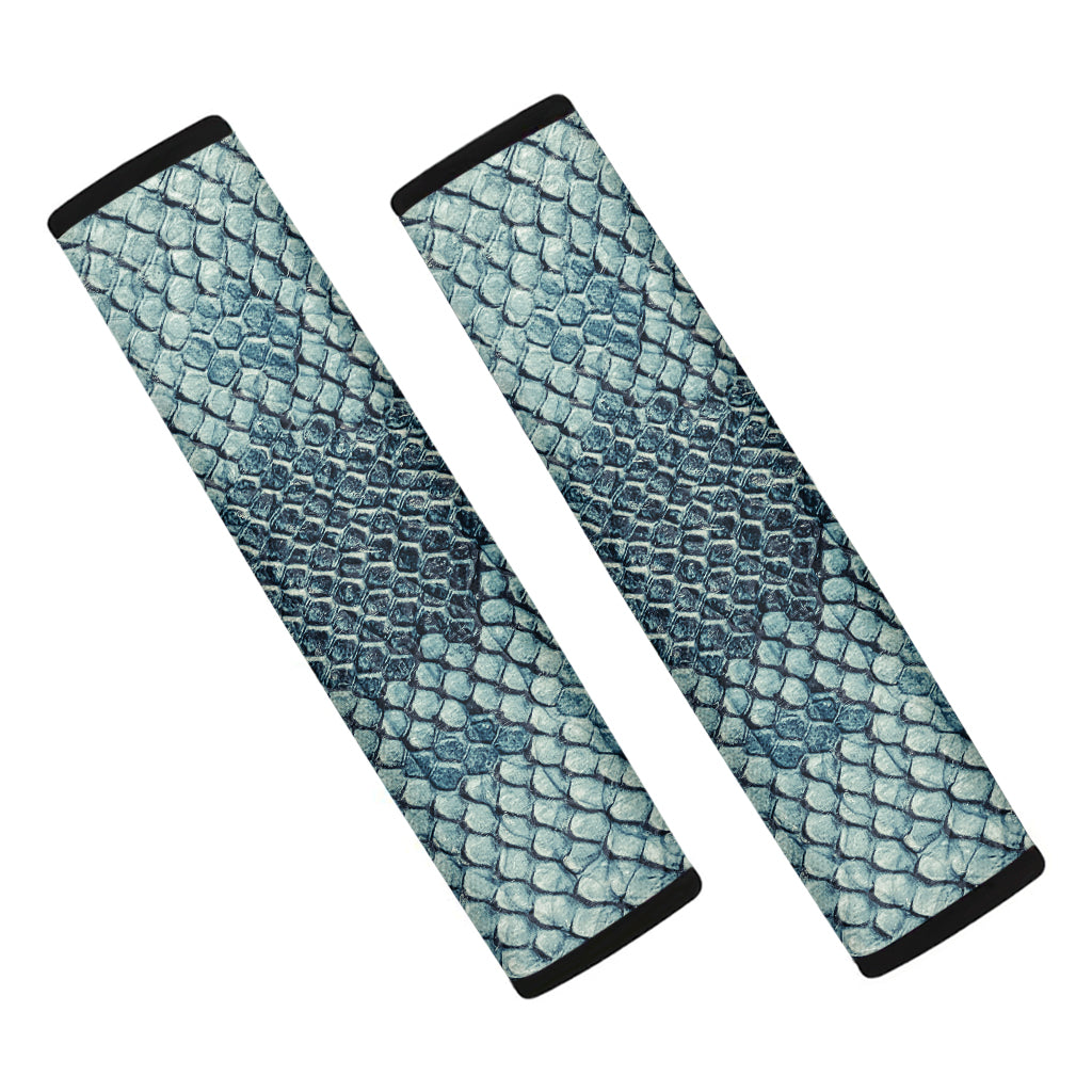 Steel Blue Snakeskin Print Car Seat Belt Covers