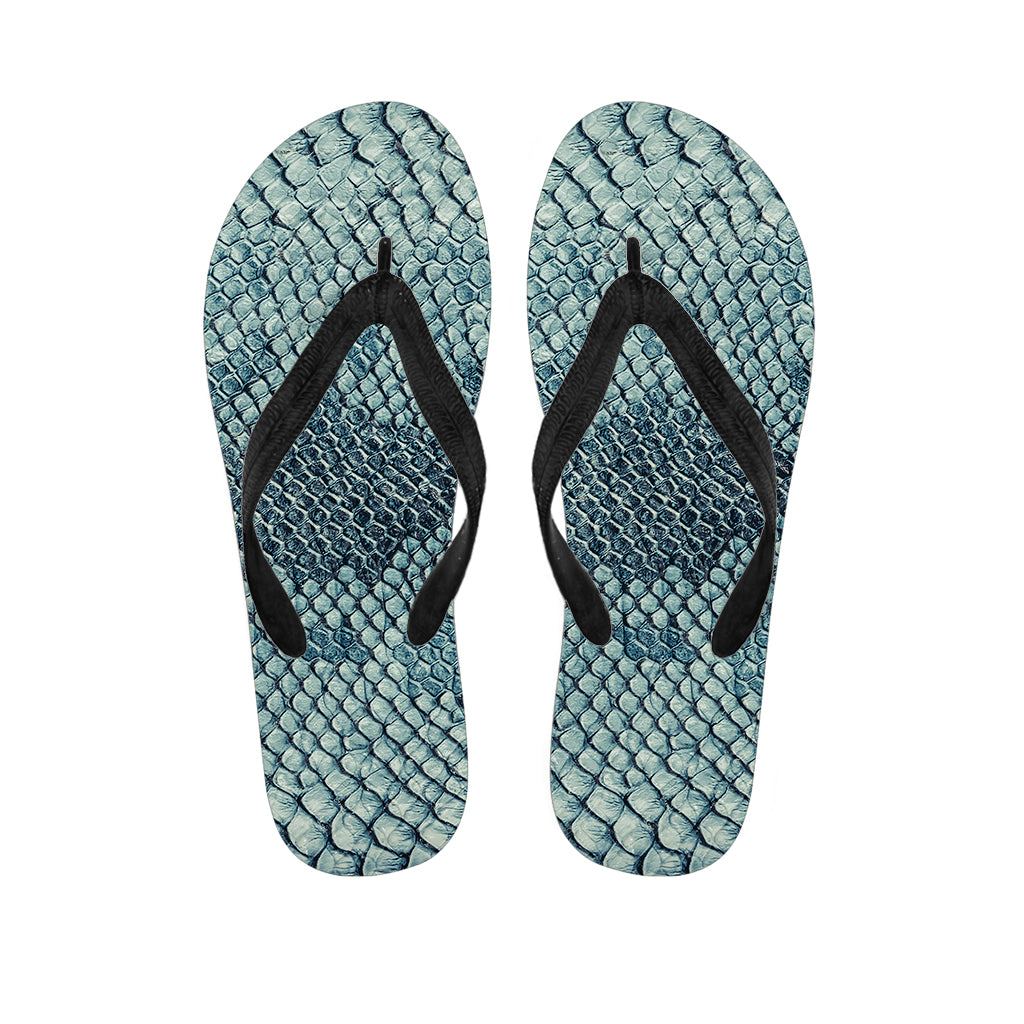 Steel Blue Snakeskin Print Flip Flops