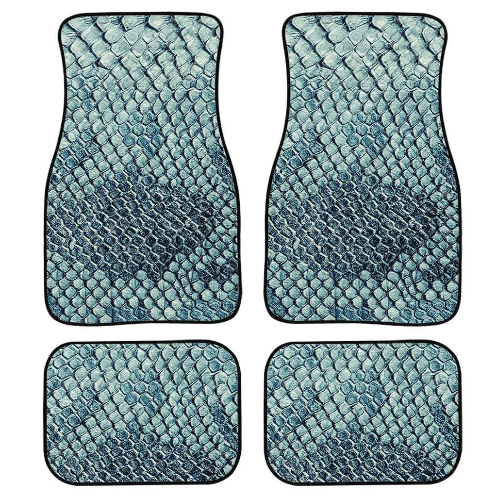 Steel Blue Snakeskin Print Front and Back Car Floor Mats