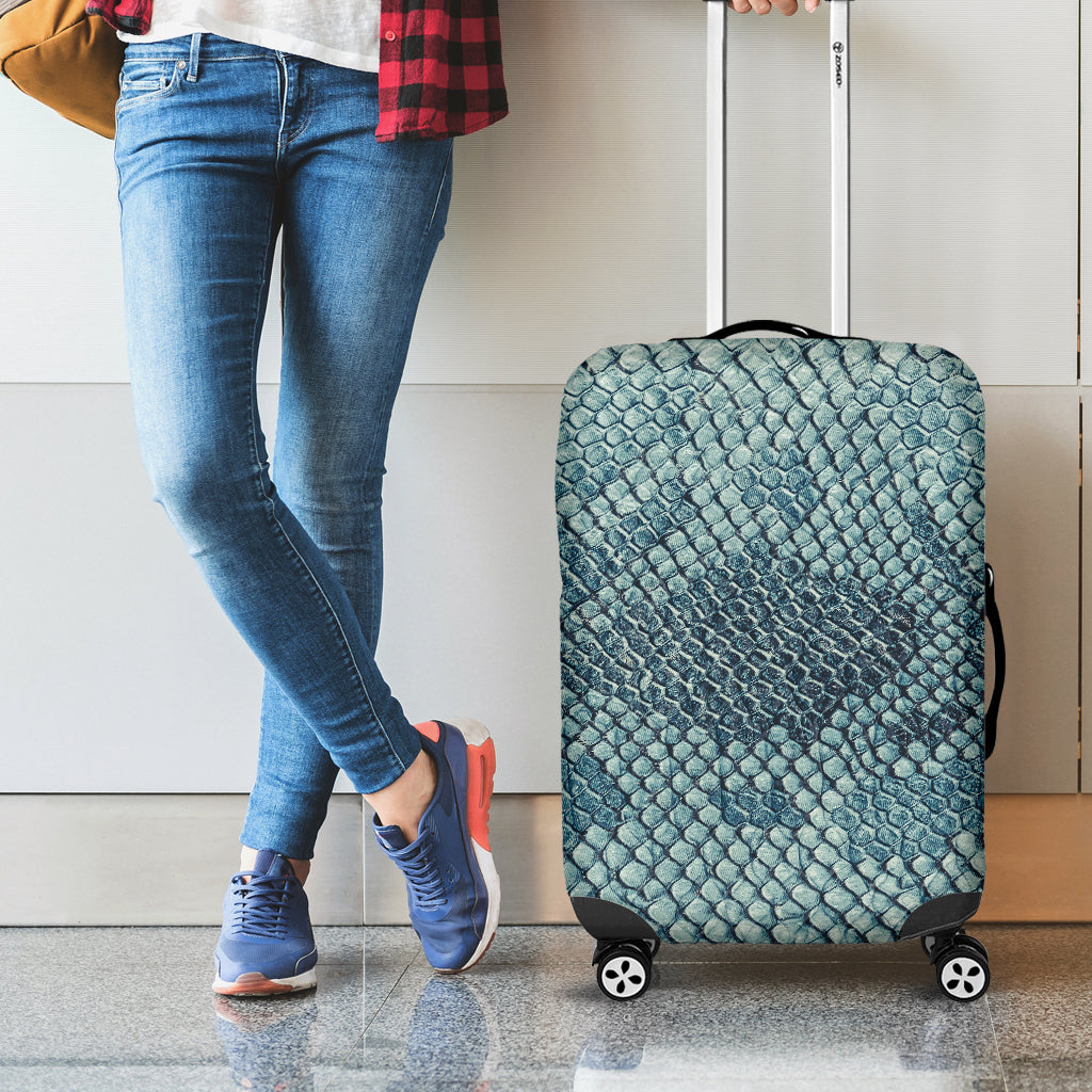 Steel Blue Snakeskin Print Luggage Cover