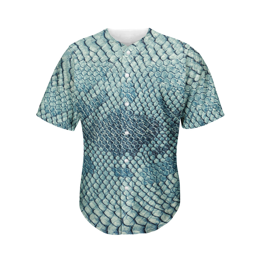 Steel Blue Snakeskin Print Men's Baseball Jersey