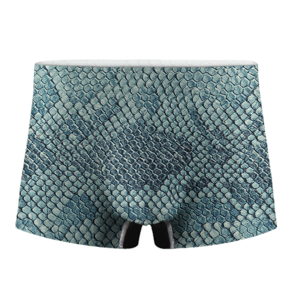 Steel Blue Snakeskin Print Men's Boxer Briefs