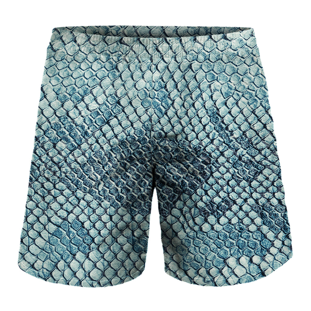 Steel Blue Snakeskin Print Men's Shorts