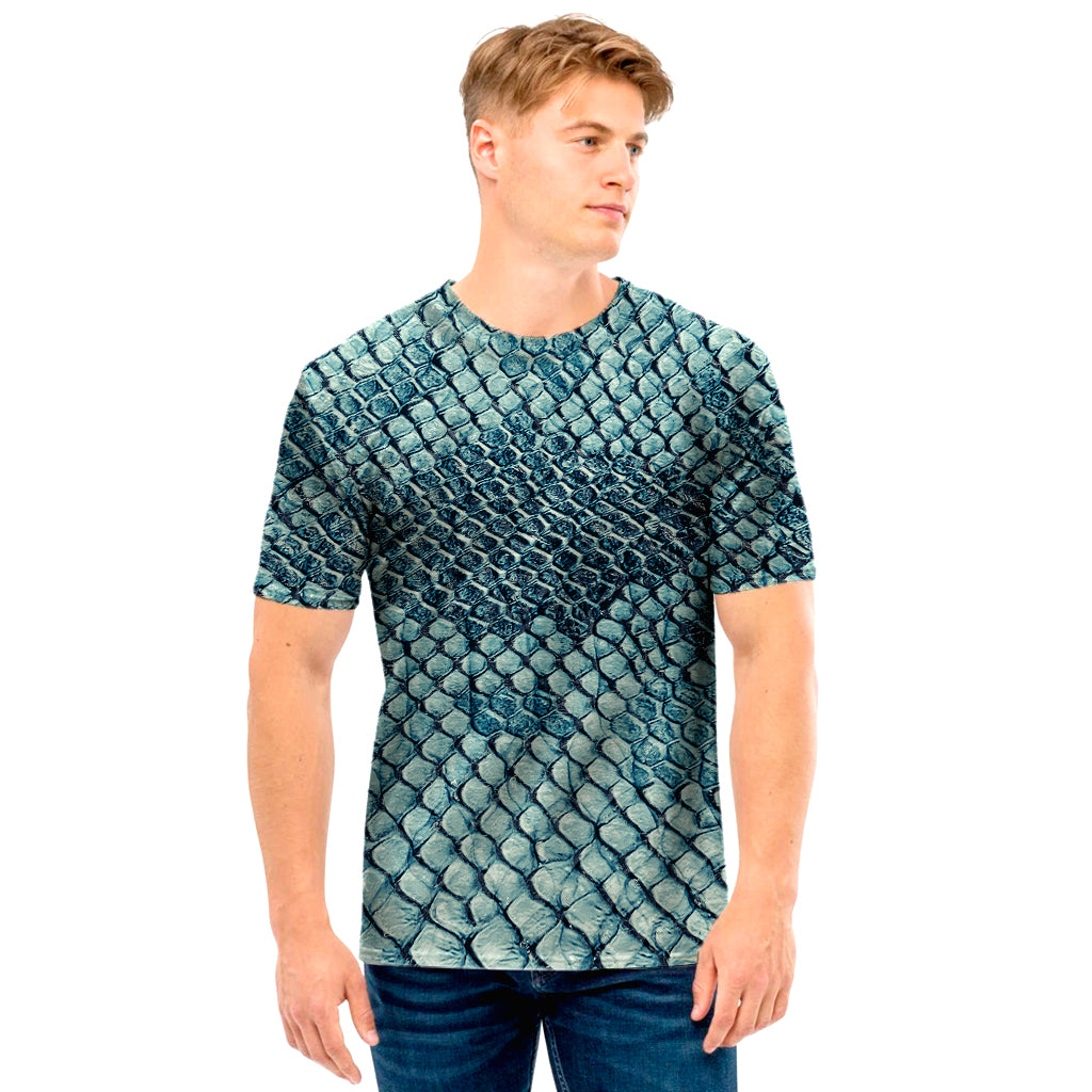 Steel Blue Snakeskin Print Men's T-Shirt