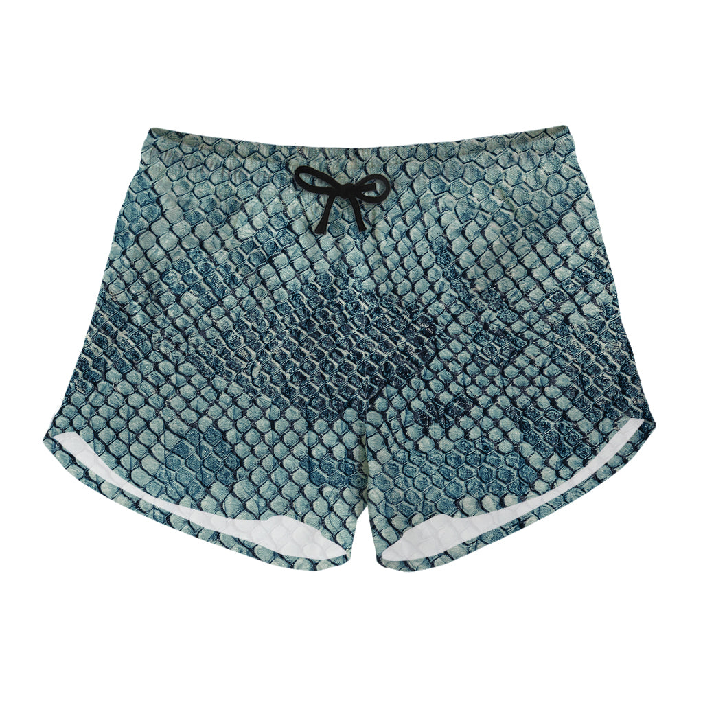 Steel Blue Snakeskin Print Women's Shorts