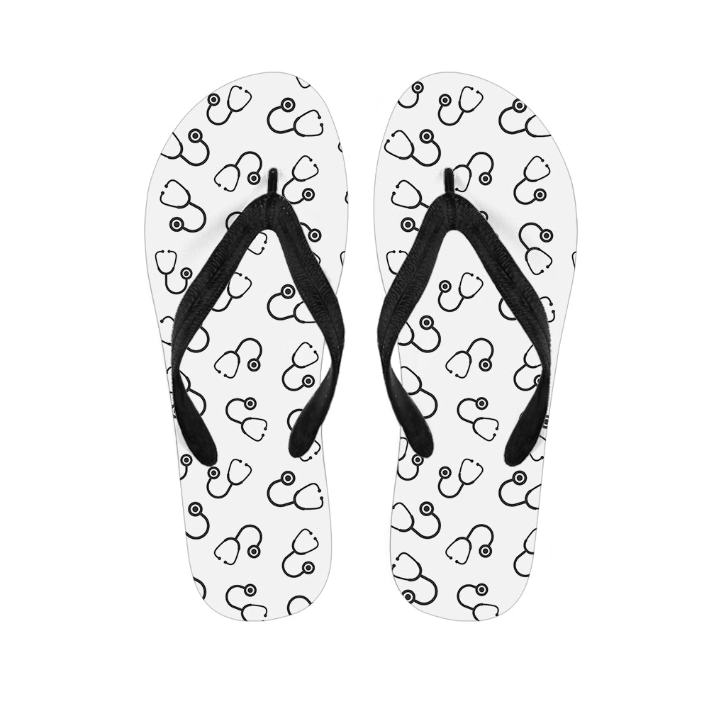 Stethoscope Sign Pattern Print Flip Flops