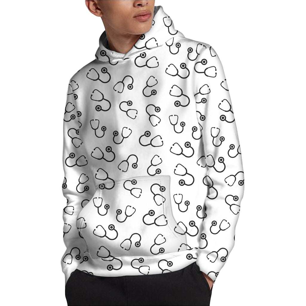 Stethoscope Sign Pattern Print Pullover Hoodie