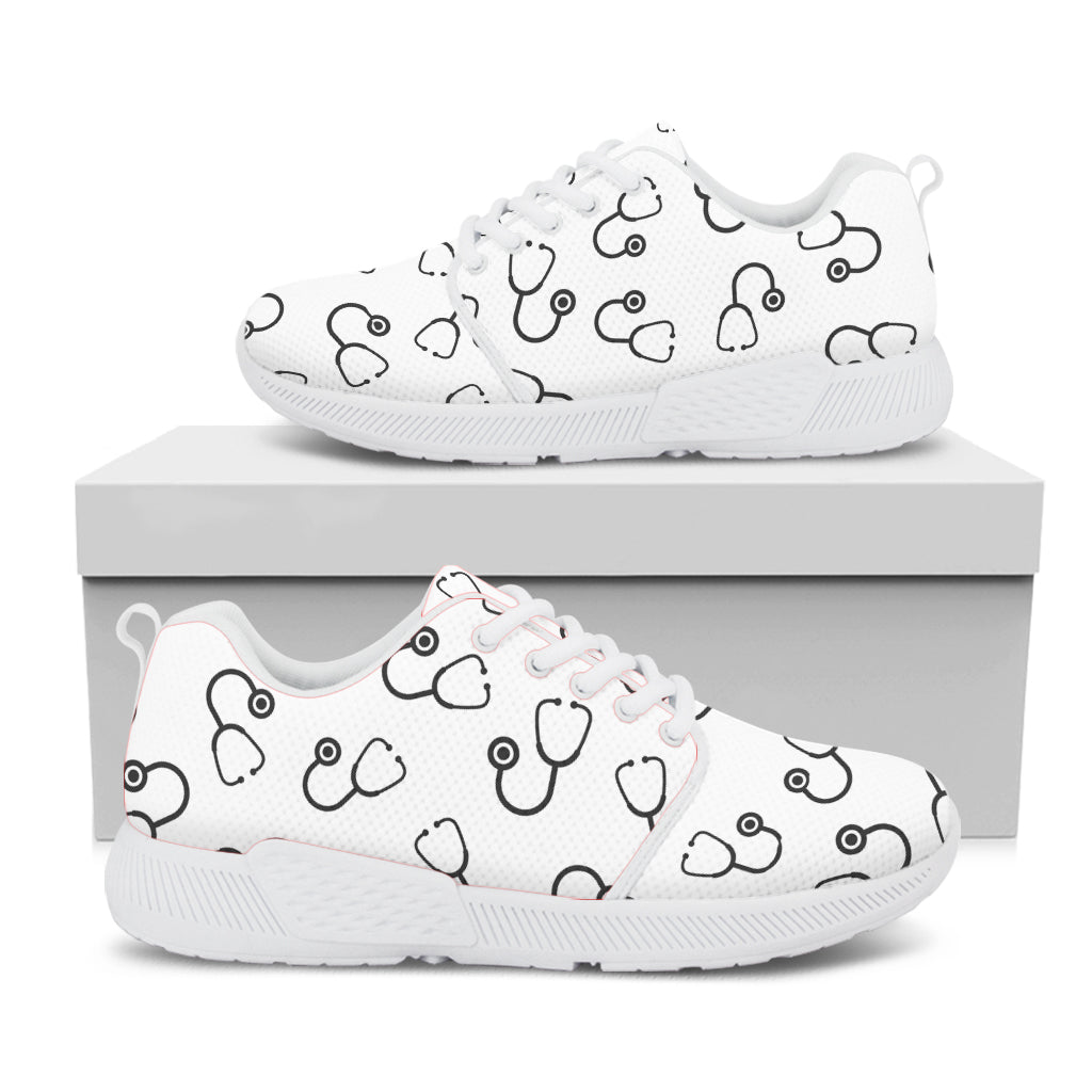 Stethoscope Sign Pattern Print White Athletic Shoes