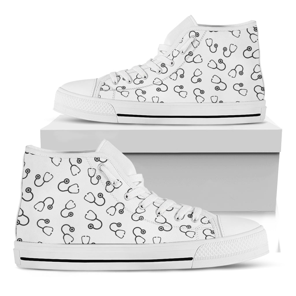 Stethoscope Sign Pattern Print White High Top Shoes