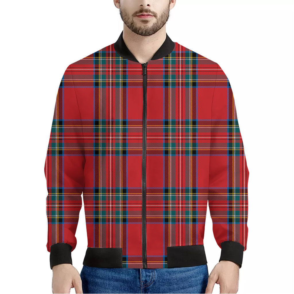 Stewart Tartan Scottish Pattern Print Men's Bomber Jacket