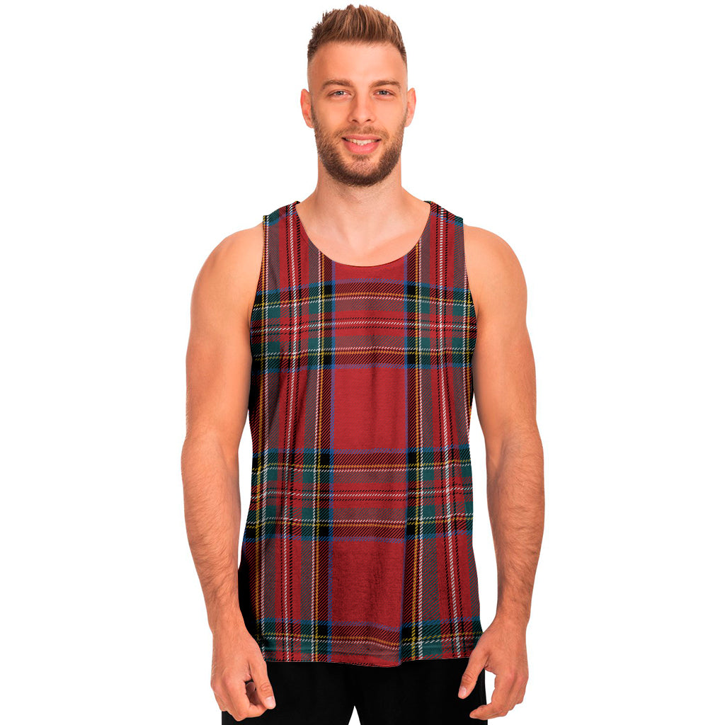 Stewart Tartan Scottish Pattern Print Men's Tank Top