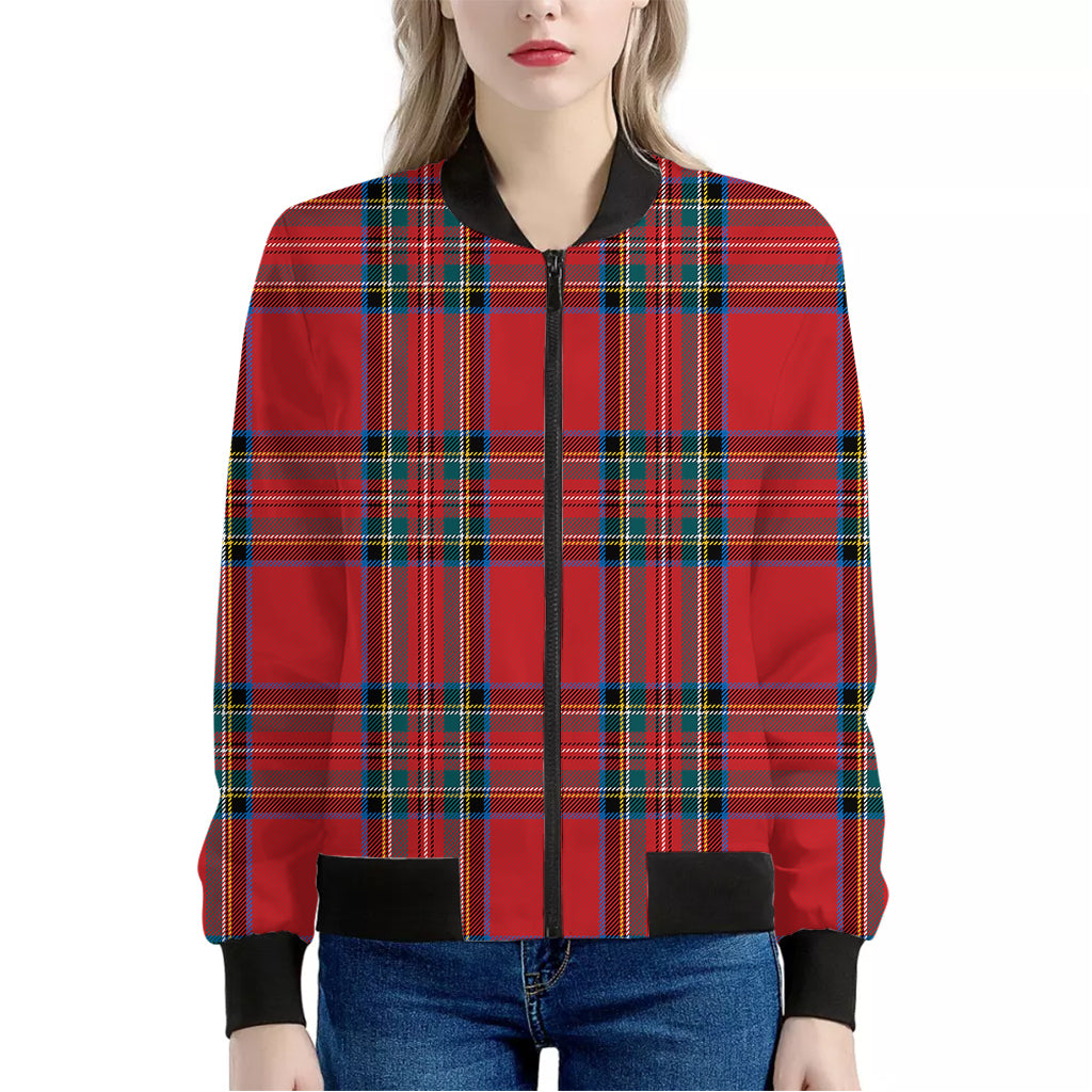 Stewart Tartan Scottish Pattern Print Women's Bomber Jacket