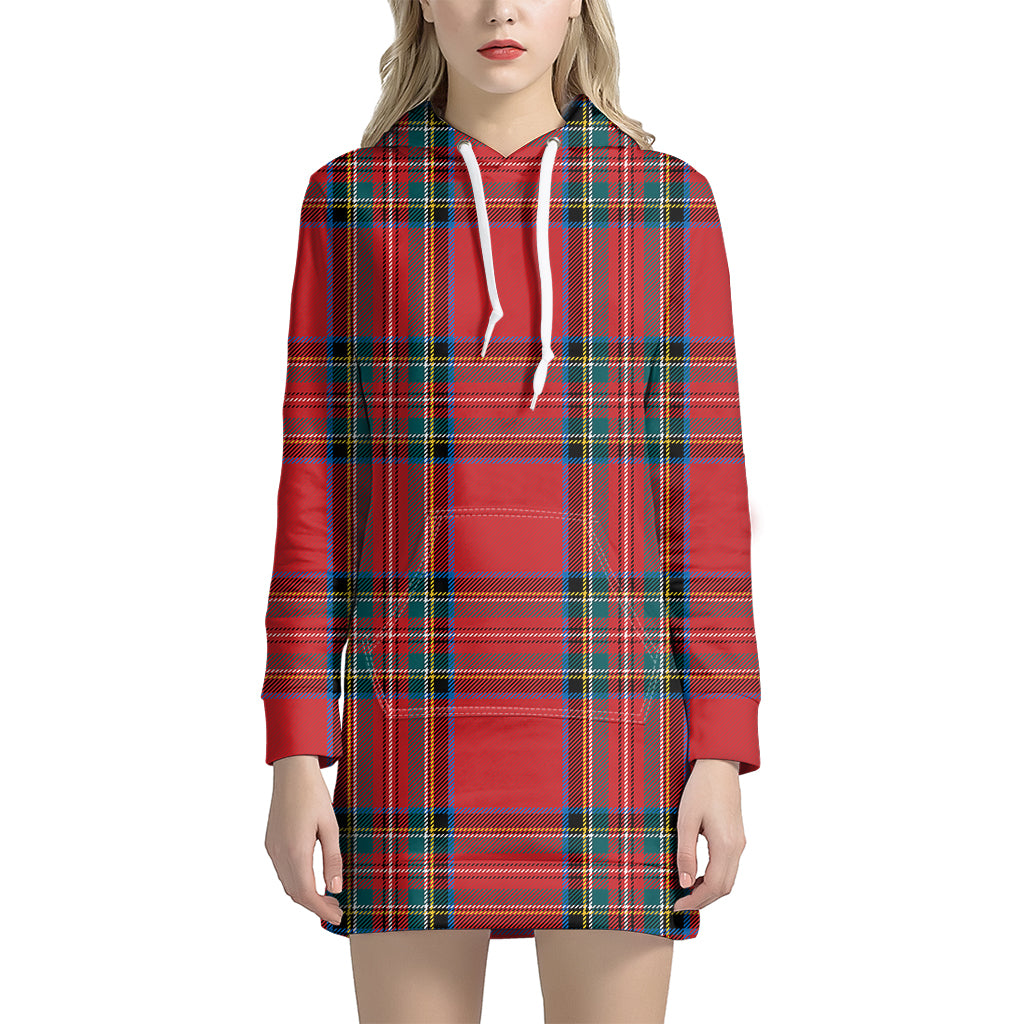 Stewart Tartan Scottish Pattern Print Women's Pullover Hoodie Dress